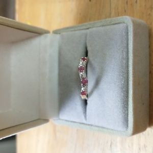 10k solid gold diamond and ruby band